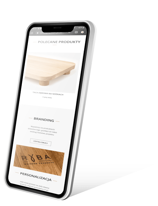 Zdjęcie przedstawiające iPhone'a na którym wyświetlana jest strona internetowa stworzona przez firmę 4AD